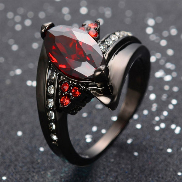 Red Garnet Gothic Ring - Let's Be Gothic, nightwear, clothing, punk, dark