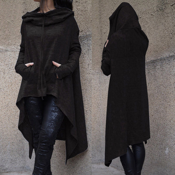 Solid Long Sleeve Hoodie - Let's Be Gothic, nightwear, clothing, punk, dark