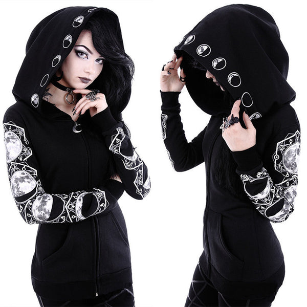Goth Lunar Hoodie - Let's Be Gothic, nightwear, clothing, punk, dark