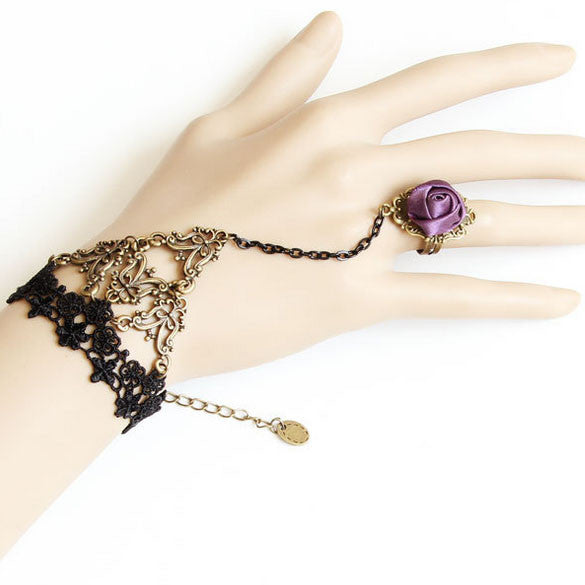 Gothic Black Lace Rose Bracelet - Let's Be Gothic, nightwear, clothing, punk, dark
