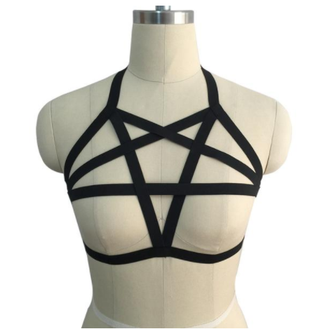 Pentagram Harness - Let's Be Gothic, nightwear, clothing, punk, dark