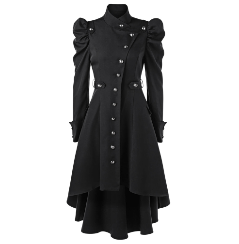 Buttons High Waist Coat - Let's Be Gothic, nightwear, clothing, punk, dark