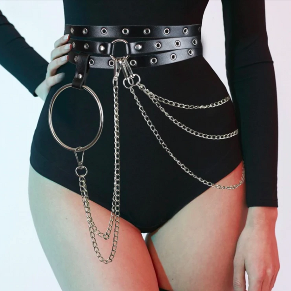 O-Ring Leather Belt - Let's Be Gothic, nightwear, clothing, punk, dark