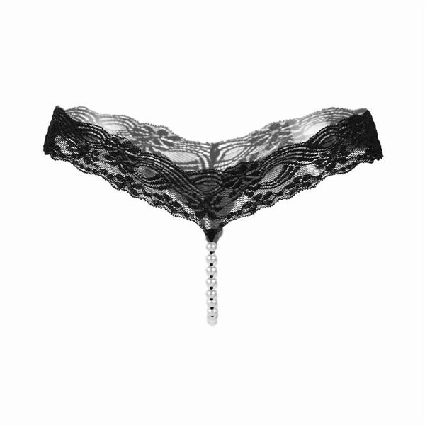 Pearls Lace Thong Panty - Let's Be Gothic, nightwear, clothing, punk, dark