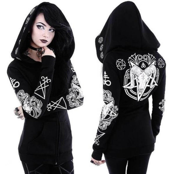 Satanic Witch Hoodie - Let's Be Gothic, nightwear, clothing, punk, dark