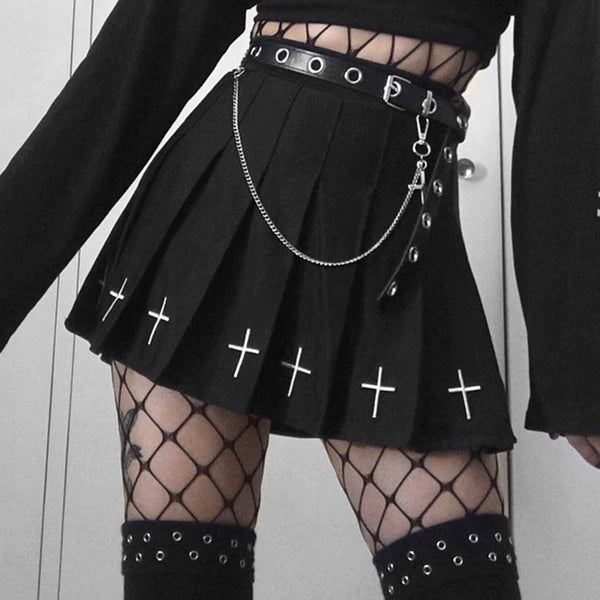 Cross Punk Skirt - Let's Be Gothic, nightwear, clothing, punk, dark