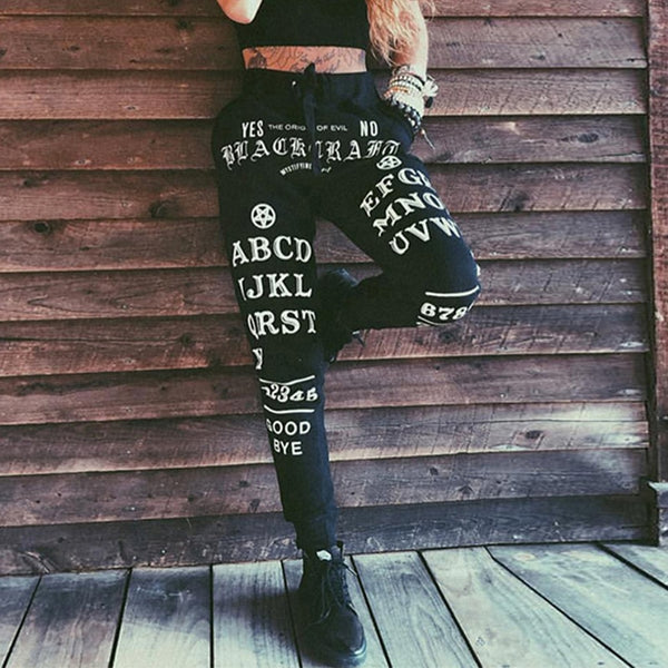 Occult Letter Loose Pants - Let's Be Gothic, nightwear, clothing, punk, dark