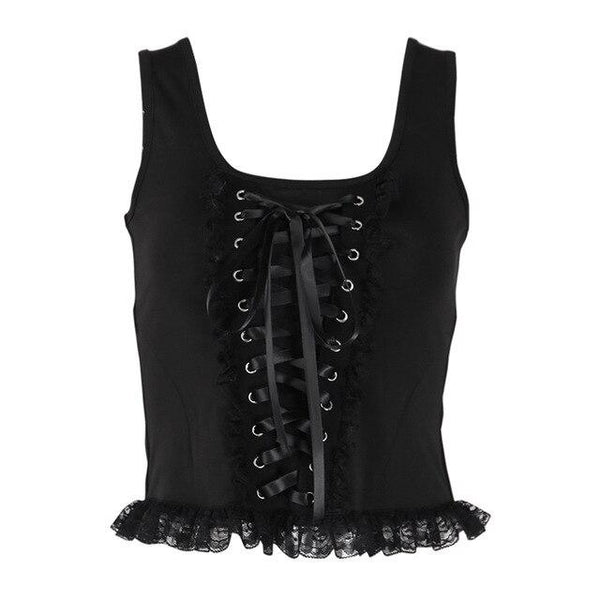 Lace Up Corset Top - Let's Be Gothic, nightwear, clothing, punk, dark