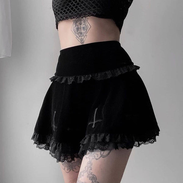 Goth Cross Vintage Skirt - Let's Be Gothic