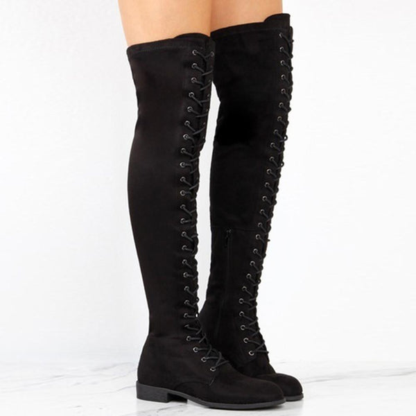 Over Knee Lace Up Boots - Let's Be Gothic, nightwear, clothing, punk, dark