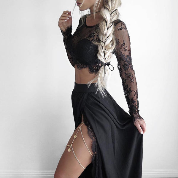 Mesh Elegant Sexy Skirt Set - Let's Be Gothic, nightwear, clothing, punk, dark