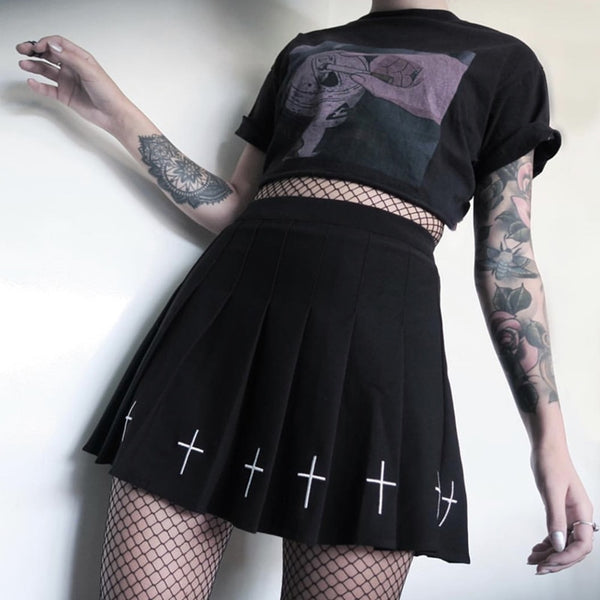 Cross Punk Skirt - Let's Be Gothic, nightwear, clothing, punk, dark