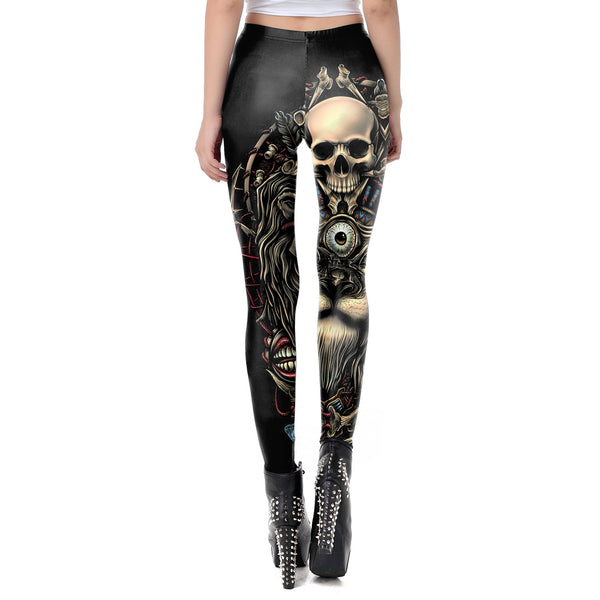 Steampunk Lion Skull Leggings - Let's Be Gothic, nightwear, clothing, punk, dark