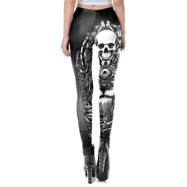 Steampunk Lion Skull Leggings - Let's Be Gothic, nightwear, clothing, punk, dark